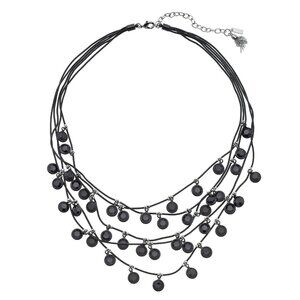 NWT Simply Vera Vera Wang Black Beaded Multi-Strand Layered Necklace - OS